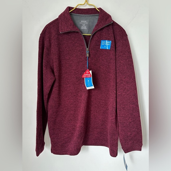 Haggar Other - NWT Haggar Cool 18 Pro Maroon Quarter 1/4 Zip Sweater Sweatshirt Men’s Medium